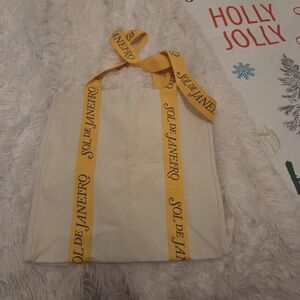 Sol de Janeiro Cream Tote with Yellow Straps
